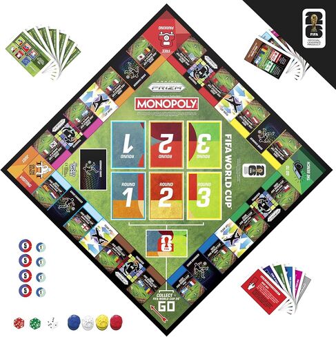 Monopoly Panini Prizm: FIFA World Cup Game I Soccer Board Game with Monopoly Panini Prizm FIFA World Cup 2026 Trading Cards I Ages 8+ in Saudi Arabia