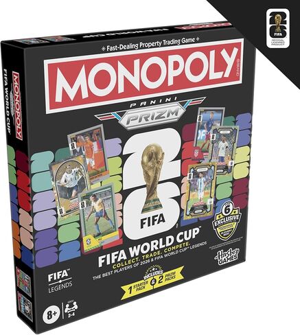 Monopoly Panini Prizm: FIFA World Cup Game I Soccer Board Game with Monopoly Panini Prizm FIFA World Cup 2026 Trading Cards I Ages 8+ in Saudi Arabia