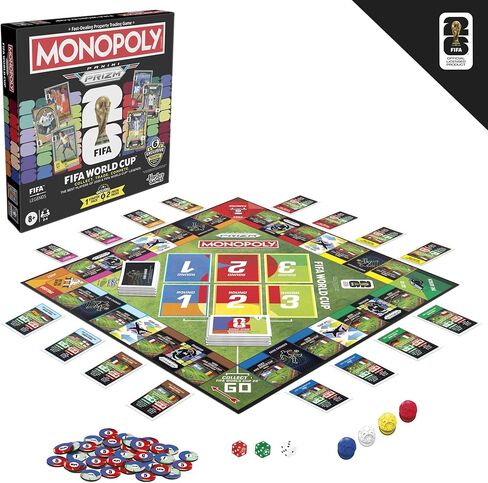 Monopoly Panini Prizm: FIFA World Cup Game I Soccer Board Game with Monopoly Panini Prizm FIFA World Cup 2026 Trading Cards I Ages 8+ in Saudi Arabia