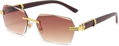 Stylish Frameless Sunglasses with Beveled Edges Natural,Polarized Sunglasses for for Driving Shopping #9050 in Saudi Arabia