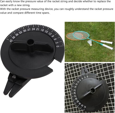 HERCHR Badminton Racket String Tension Meter, 0 to 42 Lbs Plastic Tension Calibrator Tool for String Machines & Racket Maintenance, Portable Pressure Tester (Black) in Saudi Arabia