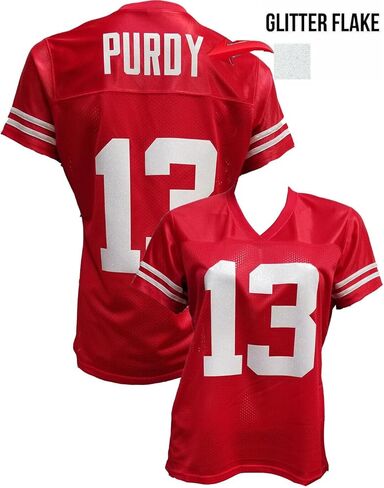 Generic Custom Glitterflake Brock Purdy Womens Red Jersey Size Medium in Saudi Arabia