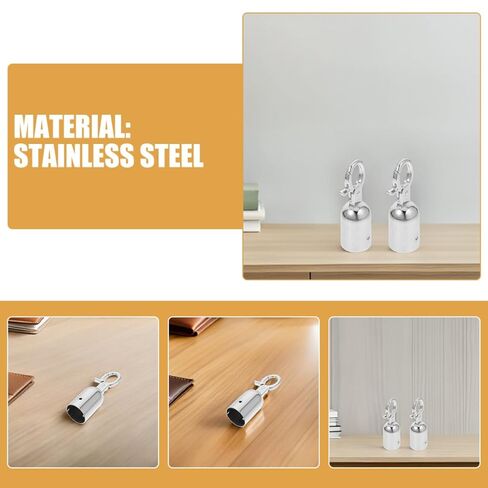 Angoily 6Pcs Stainless Steel Rope End Caps with Hook Inner Diameter Durable Cord Lock Stoppers for Versatile Use Indoor and Outdoor Environments in Saudi Arabia