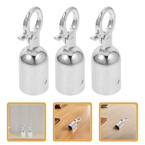 Angoily 6Pcs Stainless Steel Rope End Caps with Hook Inner Diameter Durable Cord Lock Stoppers for Versatile Use Indoor and Outdoor Environments in Saudi Arabia