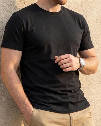 Men’s 100% Cotton T-Shirt Short Sleeve Crew Neck Basic Tee Soft Breathable Lightweight Casual Daily Wear in Saudi Arabia