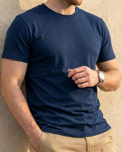 Men’s 100% Cotton T-Shirt Short Sleeve Crew Neck Basic Tee Soft Breathable Lightweight Casual Daily Wear in Saudi Arabia