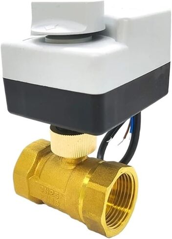 صمام كروي نحاسي 1 بوصة، ثلاثة أسلاك، محرك ثنائي التحكم، لولبة داخلية مع مفتاح يدوي AC220V in Kuwait