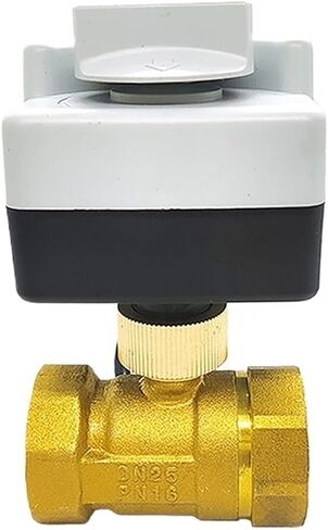 صمام كروي نحاسي 1 بوصة، ثلاثة أسلاك، محرك ثنائي التحكم، لولبة داخلية مع مفتاح يدوي AC220V in Kuwait