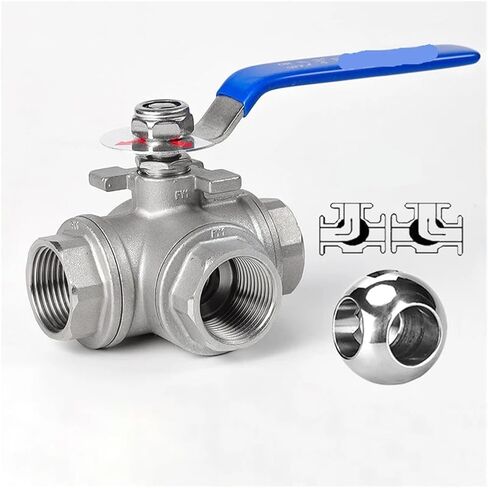 1 قطعة 1/2 "3/4" 1 "1-1/4" 1-1/2 "2" صمام كروي ثلاثي الاتجاه من الفولاذ المقاوم للصدأ L نوع T نوع 304 صمام يدوي لولبة داخلية (12، نوع L) in Kuwait