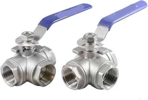 1 قطعة 1/2 "3/4" 1 "1-1/4" 1-1/2 "2" صمام كروي ثلاثي الاتجاه من الفولاذ المقاوم للصدأ L نوع T نوع 304 صمام يدوي لولبة داخلية (12، نوع L) in Kuwait