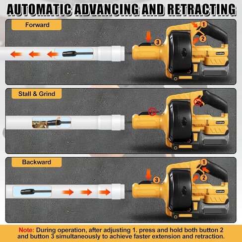 مثقاب تصريف لاسلكي متوافق مع بطارية ديوالت 20 فولت، ثعبان تصريف السباكة ذات التغذية التلقائية مع كابل قابل للاستبدال بطول 23.62 قدم، أداة تنظيف انسداد الصرف للحوض والمرحاض وحوض الاستحمام in Kuwait