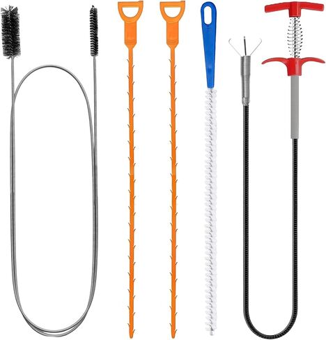 5 قطع أداة إزالة انسداد تصريف الشعر، فتاحة أدوات ثعبان الشعر، أداة إزالة انسداد الأنابيب المرنة للمرحاض، حوض المطبخ، حوض الحمام، الدش، المجاري in Kuwait