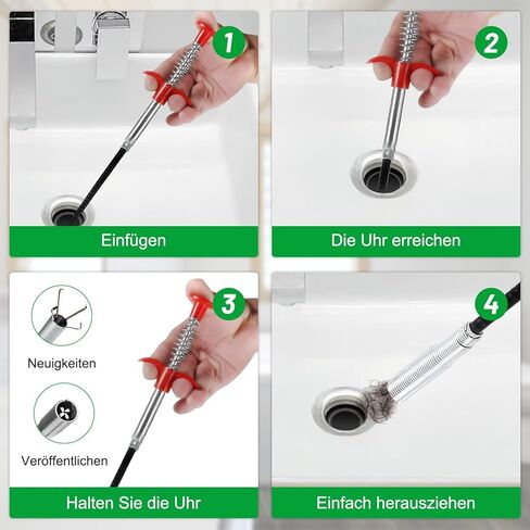 5 قطع أداة إزالة انسداد تصريف الشعر، فتاحة أدوات ثعبان الشعر، أداة إزالة انسداد الأنابيب المرنة للمرحاض، حوض المطبخ، حوض الحمام، الدش، المجاري in Kuwait