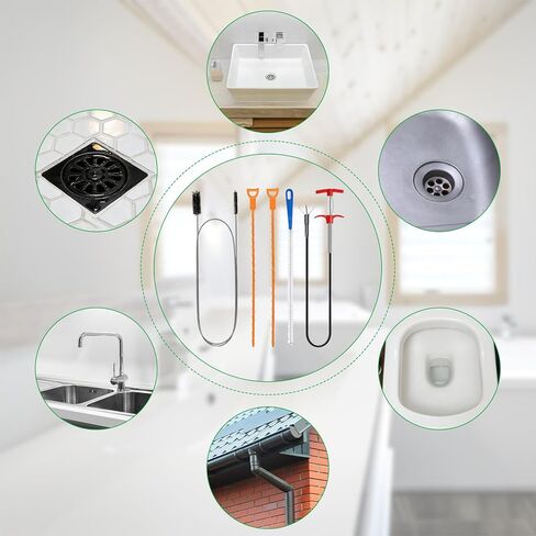 5 قطع أداة إزالة انسداد تصريف الشعر، فتاحة أدوات ثعبان الشعر، أداة إزالة انسداد الأنابيب المرنة للمرحاض، حوض المطبخ، حوض الحمام، الدش، المجاري in Kuwait