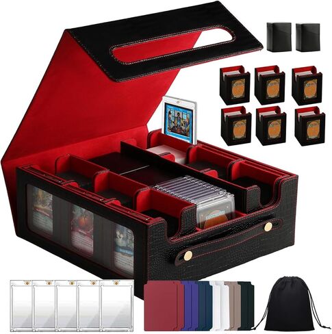 9IN1 MTG Deck Box with Carrying Handle, 8 Removable Deck Boxes & 1000+ Card Storage for TCG & Sports Cards, 10 Dividers, for Magic, YuGiOh, Gundam Card Game (BLACK) in Saudi Arabia