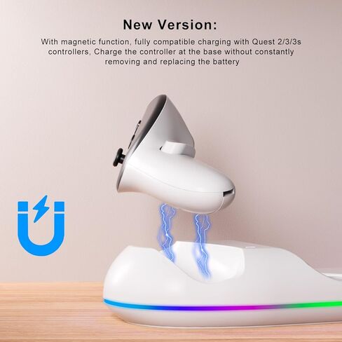 قاعدة شحن GearSpire لأجهزة Quest 2/3/3S، حامل LED RGB أبيض مع شحن سريع USB-C، شاحن وحدة التحكم، ملحقات سماعات الواقع الافتراضي in Saudi Arabia