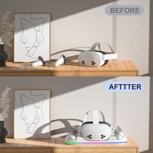 قاعدة شحن GearSpire لأجهزة Quest 2/3/3S، حامل LED RGB أبيض مع شحن سريع USB-C، شاحن وحدة التحكم، ملحقات سماعات الواقع الافتراضي in Saudi Arabia