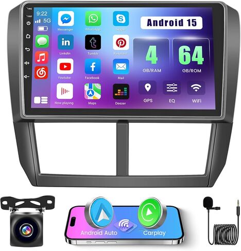 راديو ترقية ستيريو للسيارة 8-Core 4+64G Android 13 لسيارة Toyota RAV4 2006-2012، شاشة لمس عالية الدقة 10.1 بوصة مع CarPlay اللاسلكي وAndroid Auto، كاميرا احتياطية AHD، وصلة مرآة، ملاحة GPS in Kuwait