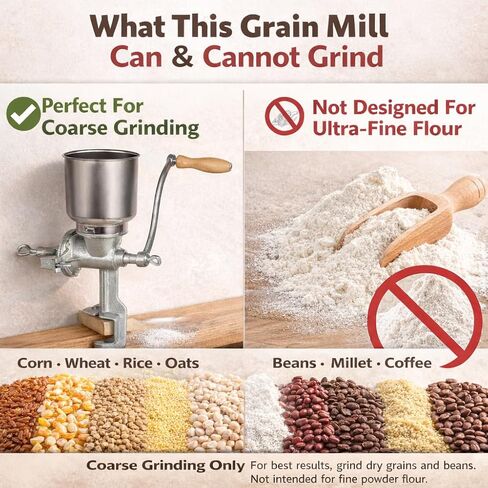 مطحنة حبوب يدوية من الحديد الزهر ذات قادوس عالي - مطحنة حبوب شديدة التحمل، مطحنة قهوة - طحن جاف ورطب للقمح والحبوب in Kuwait