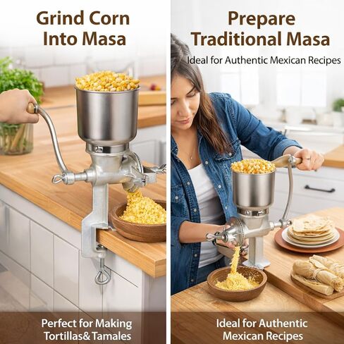 مطحنة حبوب يدوية من الحديد الزهر ذات قادوس عالي - مطحنة حبوب شديدة التحمل، مطحنة قهوة - طحن جاف ورطب للقمح والحبوب in Kuwait