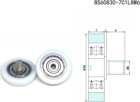 2 قطع القطر الخارجي 30 مللي متر البلاستيك المغلفة الترباس تحمل بكرات 30x7xM6 BS60830-7C1L8M6 بوم عجلة نافذة الباب انزلاق دليل عجلة in Kuwait