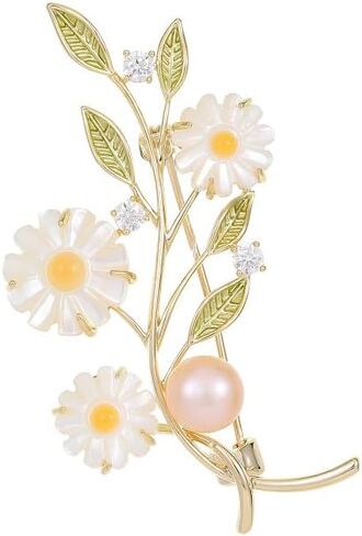 14K Gold Moissanite Flower Brooch Pins, Cardigan Scarf Buckle, Shirt Collar Pin, Unique Daisy Flower Pin, Broaches for Women Vintage in Saudi Arabia