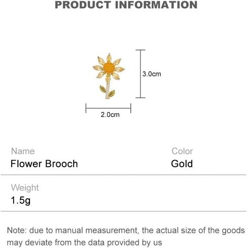 14K Gold Moissanite Flower Brooch Pins, Cardigan Scarf Buckle, Shirt Collar Pin, Unique Daisy Flower Pin, Broaches for Women Vintage in Saudi Arabia
