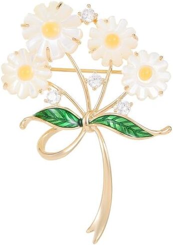 14K Gold Moissanite Flower Brooch Pins, Cardigan Scarf Buckle, Shirt Collar Pin, Unique Daisy Flower Pin, Broaches for Women Vintage in Saudi Arabia