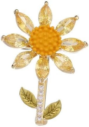 14K Gold Moissanite Flower Brooch Pins, Cardigan Scarf Buckle, Shirt Collar Pin, Unique Daisy Flower Pin, Broaches for Women Vintage in Saudi Arabia