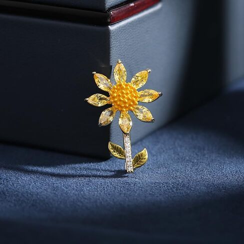 14K Gold Moissanite Flower Brooch Pins, Cardigan Scarf Buckle, Shirt Collar Pin, Unique Daisy Flower Pin, Broaches for Women Vintage in Saudi Arabia