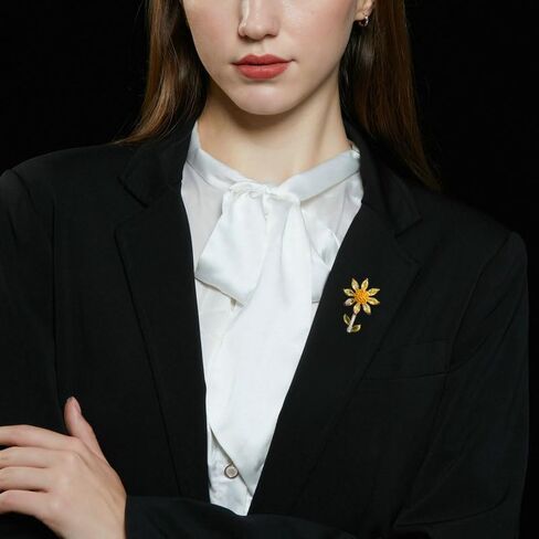 14K Gold Moissanite Flower Brooch Pins, Cardigan Scarf Buckle, Shirt Collar Pin, Unique Daisy Flower Pin, Broaches for Women Vintage in Saudi Arabia