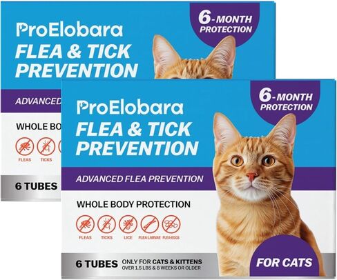 Flea and Tick Prevention for Cats & Kittens: Waterproof Topical Cat Flea and Tick Treatment – Fast-Acting & Long-Lasting At Home Flea Control for Cats Over 1.5 lbs and 8 Weeks or Older – 6-Dose Supply in Kuwait