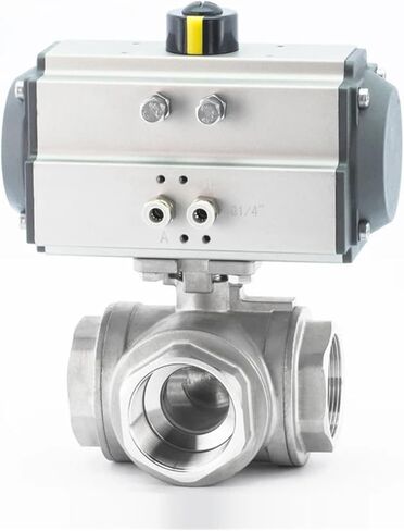 2-1/2 "ثلاث قطع منصة عالية هوائي من الفولاذ المقاوم للصدأ لولبة داخلية صمام كروي ثلاثي الاتجاه T-Type L-Type Ball Valve (T Type) in Kuwait