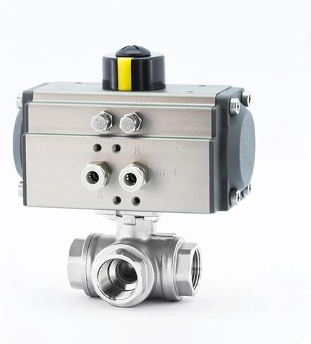 3/4 "ثلاث قطع منصة عالية من الفولاذ المقاوم للصدأ لولبة داخلية صمام كروي هوائي ثلاثي الاتجاهات T-Type L-Type Ball Valve (L Type) in Kuwait