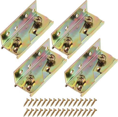 4 قطع من دعامات حاجز السرير مع 32 قطعة من المسامير، دعامات إطار سرير عالية الجودة، أجهزة إطار سرير مقاومة للصدأ للألواح الأمامية، وألواح القدم، وإطار سرير خشبي in Kuwait