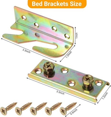 4 قطع من دعامات حاجز السرير مع 32 قطعة من المسامير، دعامات إطار سرير عالية الجودة، أجهزة إطار سرير مقاومة للصدأ للألواح الأمامية، وألواح القدم، وإطار سرير خشبي in Kuwait