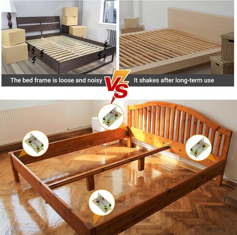 4 قطع من دعامات حاجز السرير مع 32 قطعة من المسامير، دعامات إطار سرير عالية الجودة، أجهزة إطار سرير مقاومة للصدأ للألواح الأمامية، وألواح القدم، وإطار سرير خشبي in Kuwait