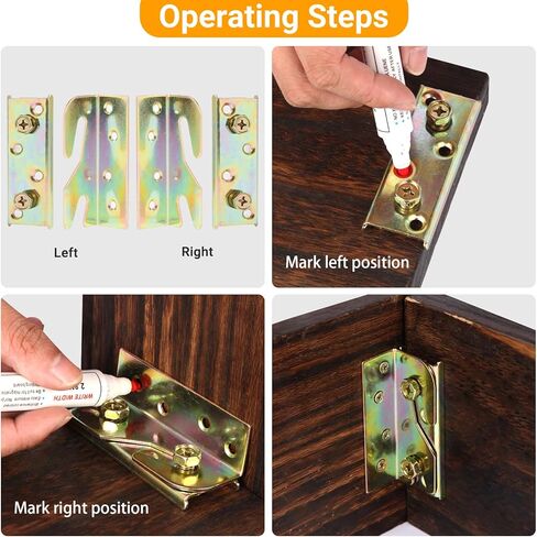 4 قطع من دعامات حاجز السرير مع 32 قطعة من المسامير، دعامات إطار سرير عالية الجودة، أجهزة إطار سرير مقاومة للصدأ للألواح الأمامية، وألواح القدم، وإطار سرير خشبي in Kuwait