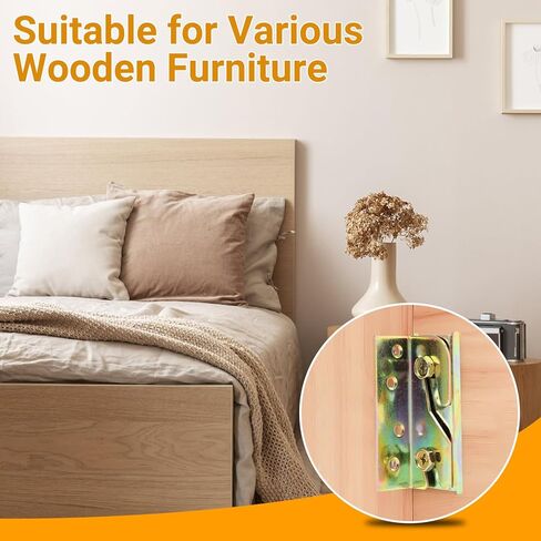 4 قطع من دعامات حاجز السرير مع 32 قطعة من المسامير، دعامات إطار سرير عالية الجودة، أجهزة إطار سرير مقاومة للصدأ للألواح الأمامية، وألواح القدم، وإطار سرير خشبي in Kuwait