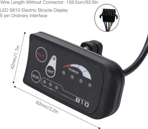 LED S810 Electric Display, Black Plastic LED Display Control Panel 36V 48V S810 LED Display Meter for Electric 5 Pin Ordinary Interface Modification Accessories in Saudi Arabia