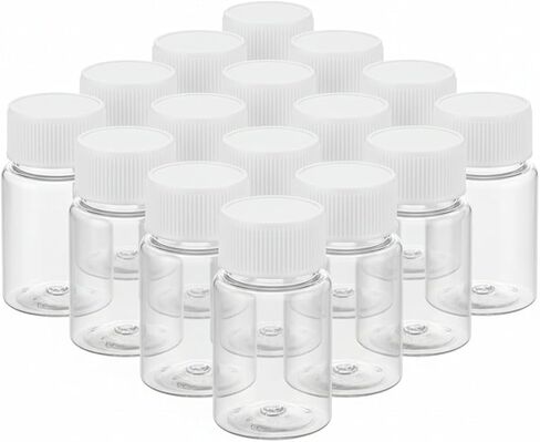 Clear Pill Bottles, 100 Pcs 20 Ml Empty Plastic Medicine Pill Bottle Small Plastic Bottles Medicine Chemical Bottle for Liquid Solid Powder in Kuwait