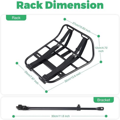 رف أمامي للدراجة، إطار من سبائك الألومنيوم بسعة كبيرة مع أشرطة قابلة للتعديل مناسبة لحمل حقيبة سلة وخوذة لدراجة الطرق والدراجات الهوائية والركاب في المناطق الحضرية in Kuwait