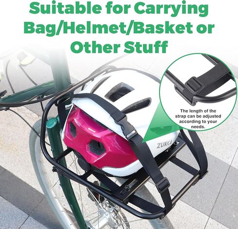 رف أمامي للدراجة، إطار من سبائك الألومنيوم بسعة كبيرة مع أشرطة قابلة للتعديل مناسبة لحمل حقيبة سلة وخوذة لدراجة الطرق والدراجات الهوائية والركاب في المناطق الحضرية in Kuwait