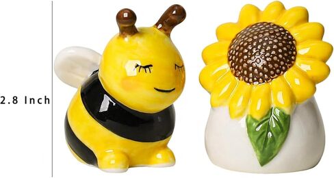 مجموعة هزازات ملح وفلفل عباد الشمس والنحل من سوكوزي، طقم هزازات ملح وفلفل من السيراميك مكون من قطعتين in Kuwait