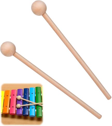 2 PCS Wood Percussion Sticks, 8 Inch Xylophone Mallets Glockenspiel Mallets Long Wood Mallet, Glockenspiel Xylophone Mallet Stick for Glockenspiels Xylophones Chime Drums Bells Wooden Block in Saudi Arabia