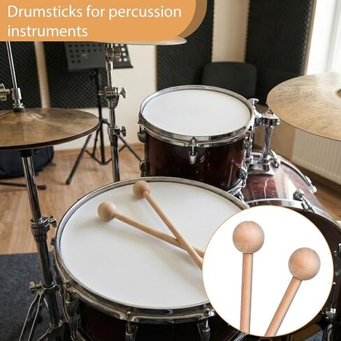 2 PCS Wood Percussion Sticks, 8 Inch Xylophone Mallets Glockenspiel Mallets Long Wood Mallet, Glockenspiel Xylophone Mallet Stick for Glockenspiels Xylophones Chime Drums Bells Wooden Block in Saudi Arabia