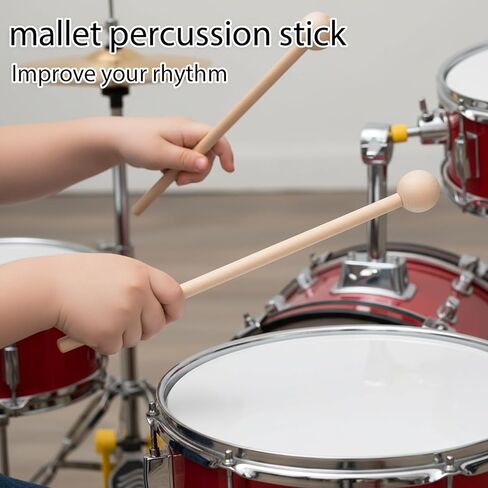 2 PCS Wood Percussion Sticks, 8 Inch Xylophone Mallets Glockenspiel Mallets Long Wood Mallet, Glockenspiel Xylophone Mallet Stick for Glockenspiels Xylophones Chime Drums Bells Wooden Block in Saudi Arabia