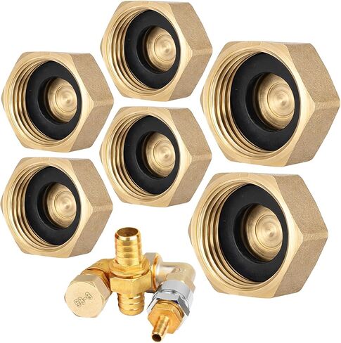 cobee Garden Hose End Caps, Brass Plug Radiator Valve Caps, Brass Garden Hose Cap with Washers Female End Cap for Washing Machine Radiator Valve Faucets Tap in Saudi Arabia