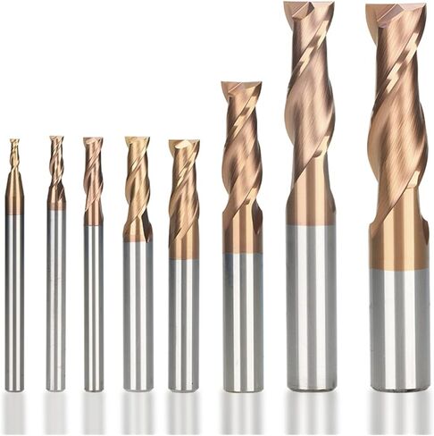 1pcs/8pcs Nano Coat Flat Nose End Mill CNC Router Bits 1-12mm Two Flutes Carbide End Mill TiCN Coated Flat End Mill Bit CNC Machine Milling Bit in Saudi Arabia
