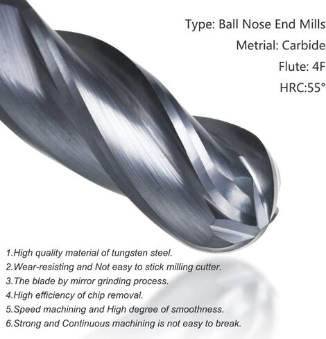 1 قطعة الكرة الأنف كربيد نهاية مطحنة CNC القاطع بت التوجيه 4 الناي R0.5-R8 دوامة طحن بت ماكينة بتحكم رقمي بالكمبيوتر طحن أداة القاطع in Kuwait